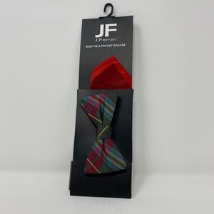 JF J. Ferrar Bow Tie & Pocket Square Combo Plaid